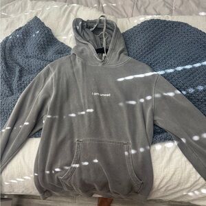 Women's Gray Hoodie with Text Detail